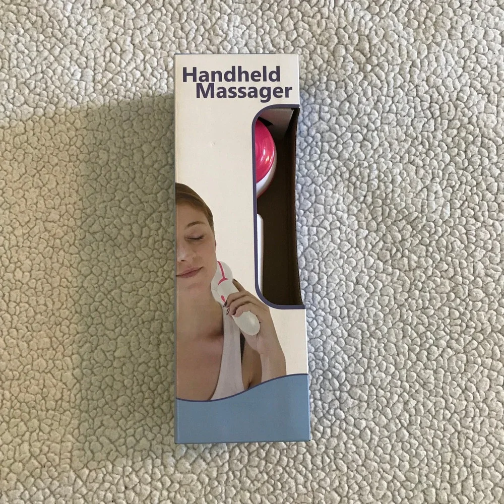 Handheld Massager HMV-60 Splash Proof 3 Interchangeable Heads White Pink NEW